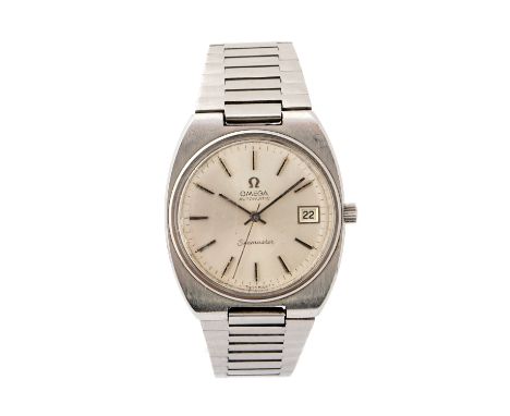 Omega, a gents circa 1960's steel Omega Automatic Seamaster wristwatch, 3.5cm circular champagne dial with baton numerals and