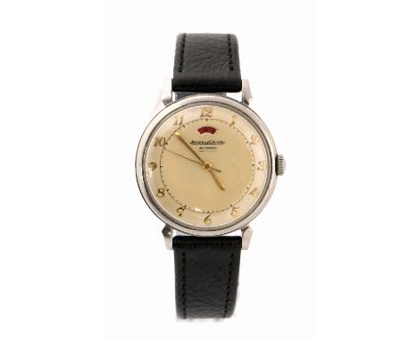 Jaeger Le Coultre, a gents circa 1940's Jaeger Le Coultre steel automatic wristwatch, 3cm circular champagne dial with apertu