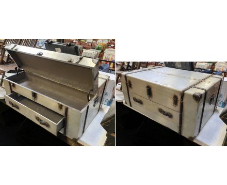SILVER TRUNK WITH DRAWERS