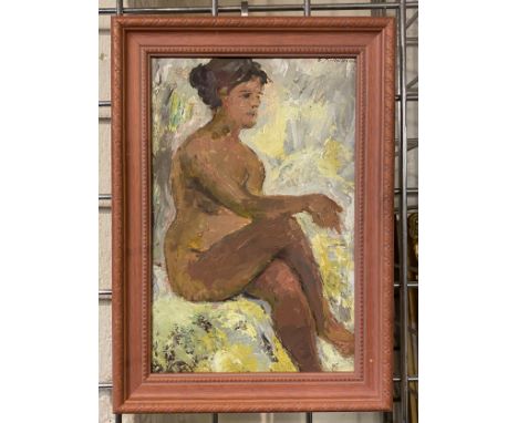 VINAR KNYJOV (1930-2005) THE ARTIST MODEL - 1954 - OIL ON BOARD 25CM X 17CM