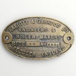 Antikes Messing Firmenschild Elliot & Garrod
