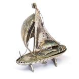800er Silber Boot Segelschiff