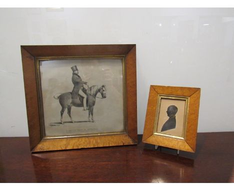 A 19th Century maple framed silhouette and early 19th Century etching depicting "A sketch taken at Newmarket" (2) 