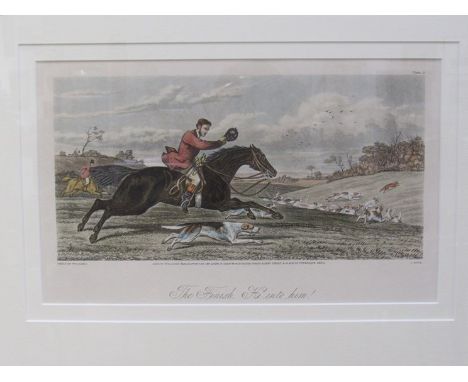 Sheldon-Williams two reproduction prints of 19th Century hunting scenes, framed and glazed. 20.5cm x 34cm
