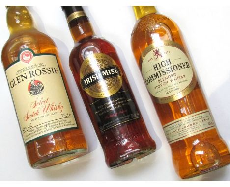 Glen Rossie Select Scotch Whisky, High Commissioner blended Scotch Whisky, Irish mist 500ml (3) 