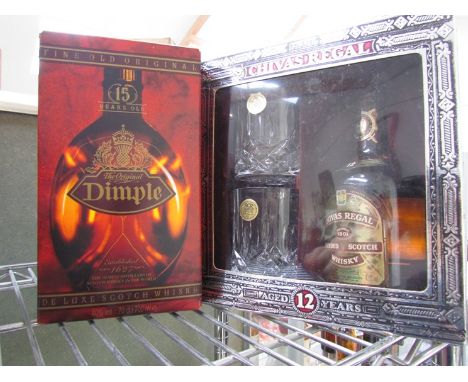 Chivas Regal 15 years old Scotch Whisky, boxed, Chivas Regal 12 years old 375ml boxed with two glasses