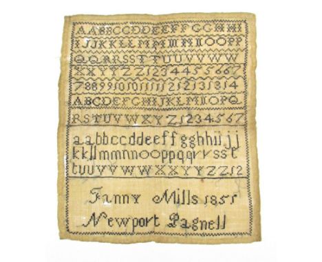 A sampler, Fanny Mills, 1851, Newport Pagnell 