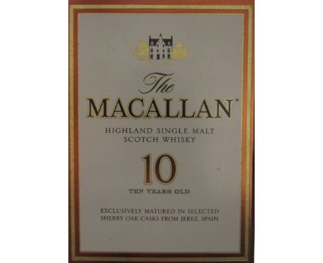 Macallan 10 year old Highland single Malt Scotch Whisky, boxed 