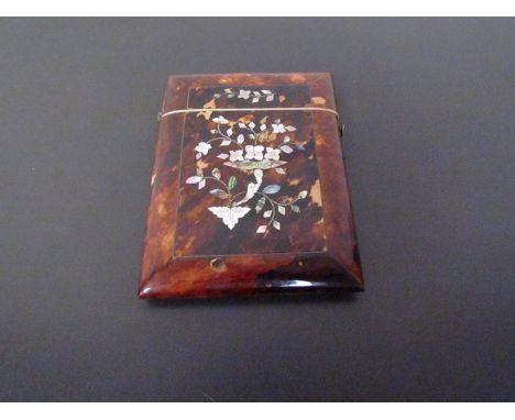 A Victorian tortoiseshell and mother-of-pearl card case, 10.5cm x 7.5cm