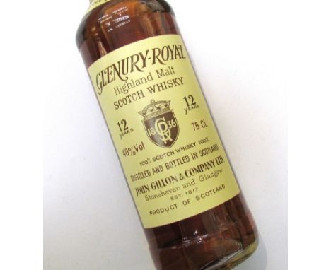 Glenury-Royal 12 years old Highland Malt Scotch whisky, John Gillon and Company Ltd, 1970's bottling, 75cl   
