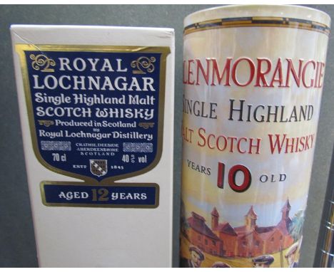 Royal Lochnagar 12 years old single Highland Malt Whisky boxed, Glenmorangie 10 years old single Highland malt Scotch Whisky 