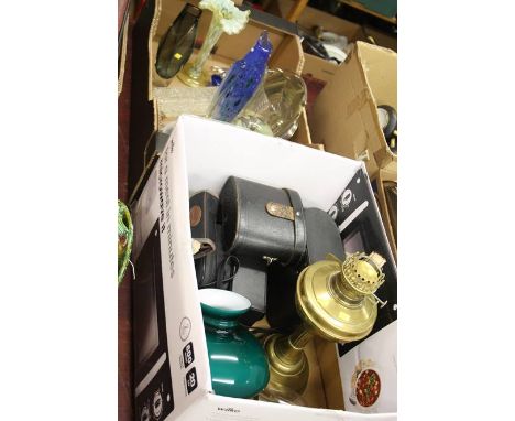 2 boxes assorted oil lamp etc.
