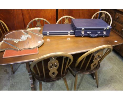 Ercol refectory table and 6 chairs 