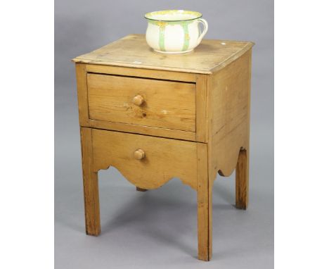A pine commode fitted frieze drawer above &amp; on short square legs (with chamber pot), 23” wide x 30” high; &amp; a rectang