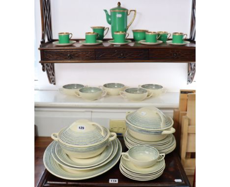 A Susie Cooper Crown Works twenty-eight piece part dinner service; &amp; a Fielding’s Crown Devon fourteen piece part tea ser