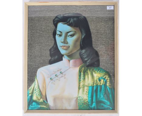 After Vladimir Tretchikoff - Miss Wong - A vintage retro mid 20th Century Vladimir Tretchikoff print on board of the iconic M