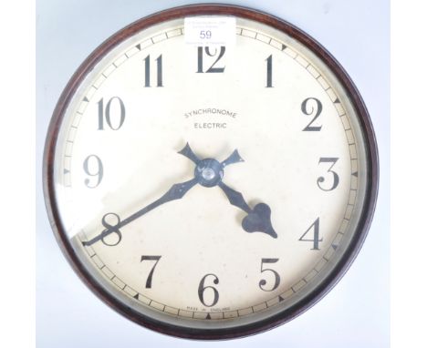 Synchronome Electric - An original vintage early 20th Century industrial factory / station wall clock having a bakelite case 