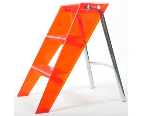 Mera - Rizzatto - Kartell - Upper Step Ladder - A good set of contemporary Italian Eco Design step ladders of red polycarbona