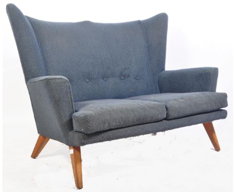 Brandon Range - G Plan - A good retro vintage 1950's mid 20th Century two seater sofa settee having a shaped wingback backres