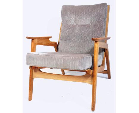 Ernest Gomme - E Gomme - G Plan - Brandon Range - A retro vintage 1950's light oak easy lounge armchair / arm chair of angula