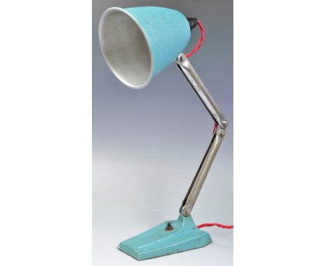 Ergon - British Made - an original retro vintage 1960s Ergon 'British Made' industrial desk work lamp / light. Textured blue 