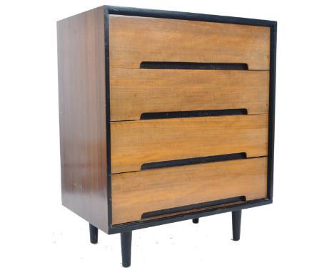 John &amp; Sylvia Reid - Stag Furniture - C Range - A retro vintage original 1950's&nbsp; walnut chest of drawers. The straig