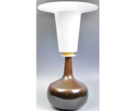 Rosenthal - Studio Line - A retro vintage 20th century German porcelain brown glazed table lamp of bulbous form having a tape