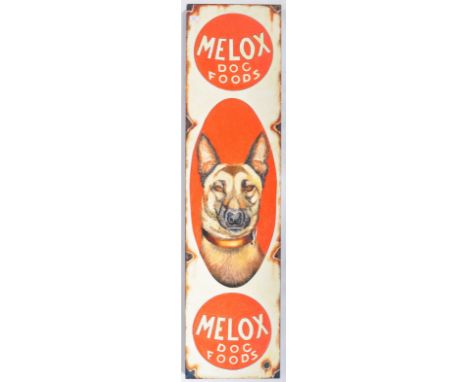Melox Dog Food - a 20th century oil on board painting artist's impression of a traditional vintage advertising enamel sign. W