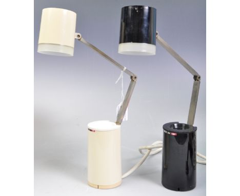 Nanbu-Lite 5-Way - Model NA-101 - Two retro vintage 20th Century folding table / desk lamp lights having a 5-way use light de