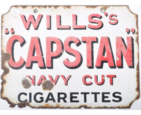 Wills's Capstan - A vintage early 20th Century&nbsp;industrial double sided enamel worked porcelain shop advertising sign for