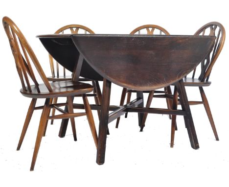 Lucian Ercolani - Ercol - 377 - An original vintage 1960's retro beech and elm dining suite comprising of a model 377 drop le