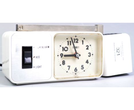 ESGE - An original vintage retro 20th Century German alarm clock lamp compendium featuring an adjustable white bakelite lamp 