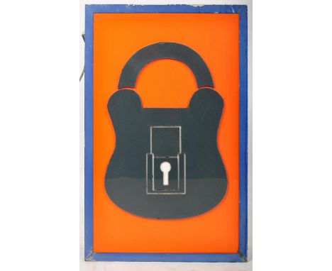 A 1970's original Thorne Security ( Bristol ) advertising display light box. The large metal box having a plastic inlay featu