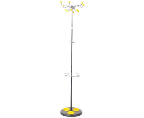 An retro vintage 1960's sputnik atomic space age hat &amp; coat stand of tubular metal construction having shaped yellow ball