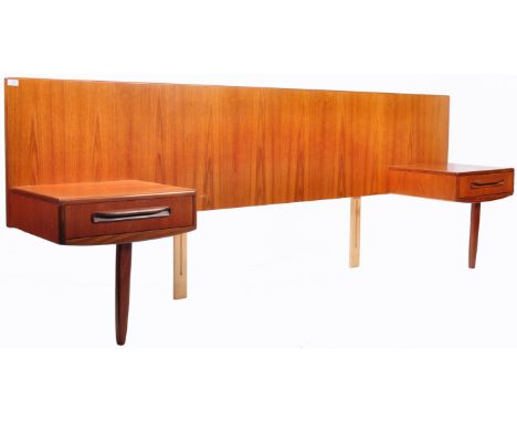 Victor B. Wilkins - G Plan - Fresco - A retro vintage 1970's G-Plan large teak wood headboard in the Fresco pattern having be