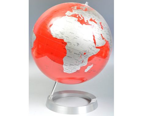 Atmosphere Globe - Tools Denmark - A fantastic retro style designer Danish globe having a red ocean and silver land finish. R