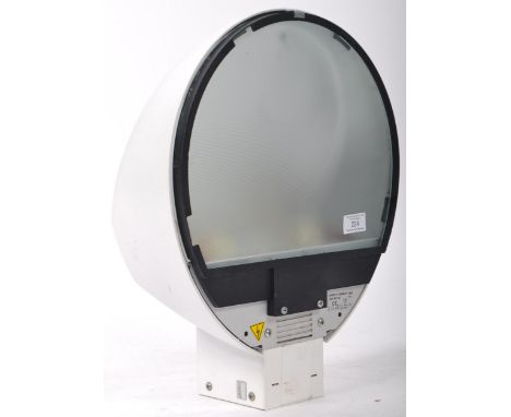 Targetti - A 20th century industrial wall mounted light / lamp having a white enamel metal case with glass diffuser panel. Or