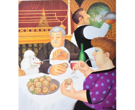 Beryl Cook ( British 20th Century ) A good limited edition signed print entitled ' Dining In Paris ' signed in pencil to the 