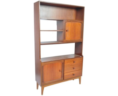 Stonehill Furniture - A retro vintage teak wood room divider / bookcase display unit. The free standing divider having an ope