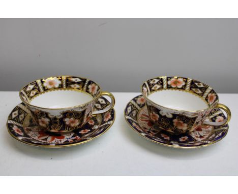 A pair of Royal Crown Derby cups &amp; saucers (2451) 