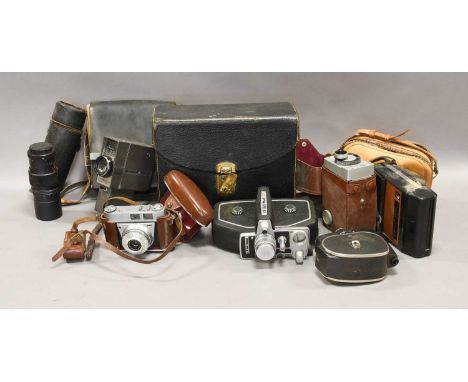 Ensign Greyhound, two Zenits, Yashica GT, Tamashi FMD, two Polaroids and various others including Metz 45CT-4 Flash outfit, B