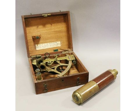 brass with white metal scale and Vernier, with paper label 'E A Patterson', in mahogany case; together with Harris &amp; Son 