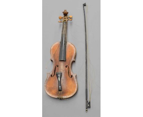 14 1/4" two piece back, labelled 'Stradivarius Made In Czechoslovakia' cased, together with Violin branded 'Hopf' in coffin c