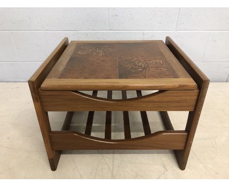 Mid Century pine tile-topped coffee table