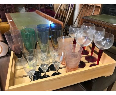 Collection of vintage coloured glassware