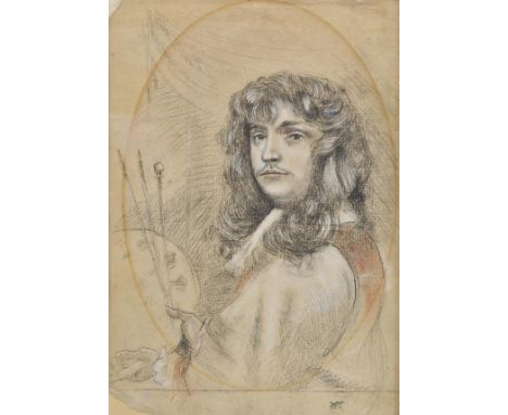 *After Sir Peter Lely (1618-1680). Self-portrait,  black and coloured chalks on laid paper, heightened with white, apparently