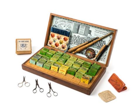 *Sewing & artist materials. Two wooden boxes of Flora Macdonald Needles, Redditch: Abel Morrall Ltd., early-mid 20th century,