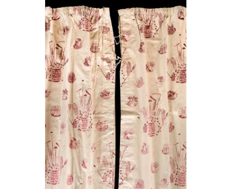 *Ravilious (Eric, 1903-1942). A pair of Garden Implements curtains, [1957], two fine cotton chintz curtains, printed by Edinb