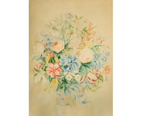 *Page (Phyllis, mid 20th century). An original embroidery design of flowers, 1951,  pencil and watercolour on paper, showing 