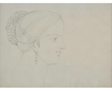 *Blake (William, 1757-1827). Head of a girl, 1819, pencil on paper, profile portrait to the right of a young woman with braid